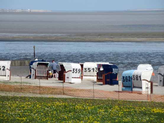 Strandkörbe Wattenmeer Ebbe